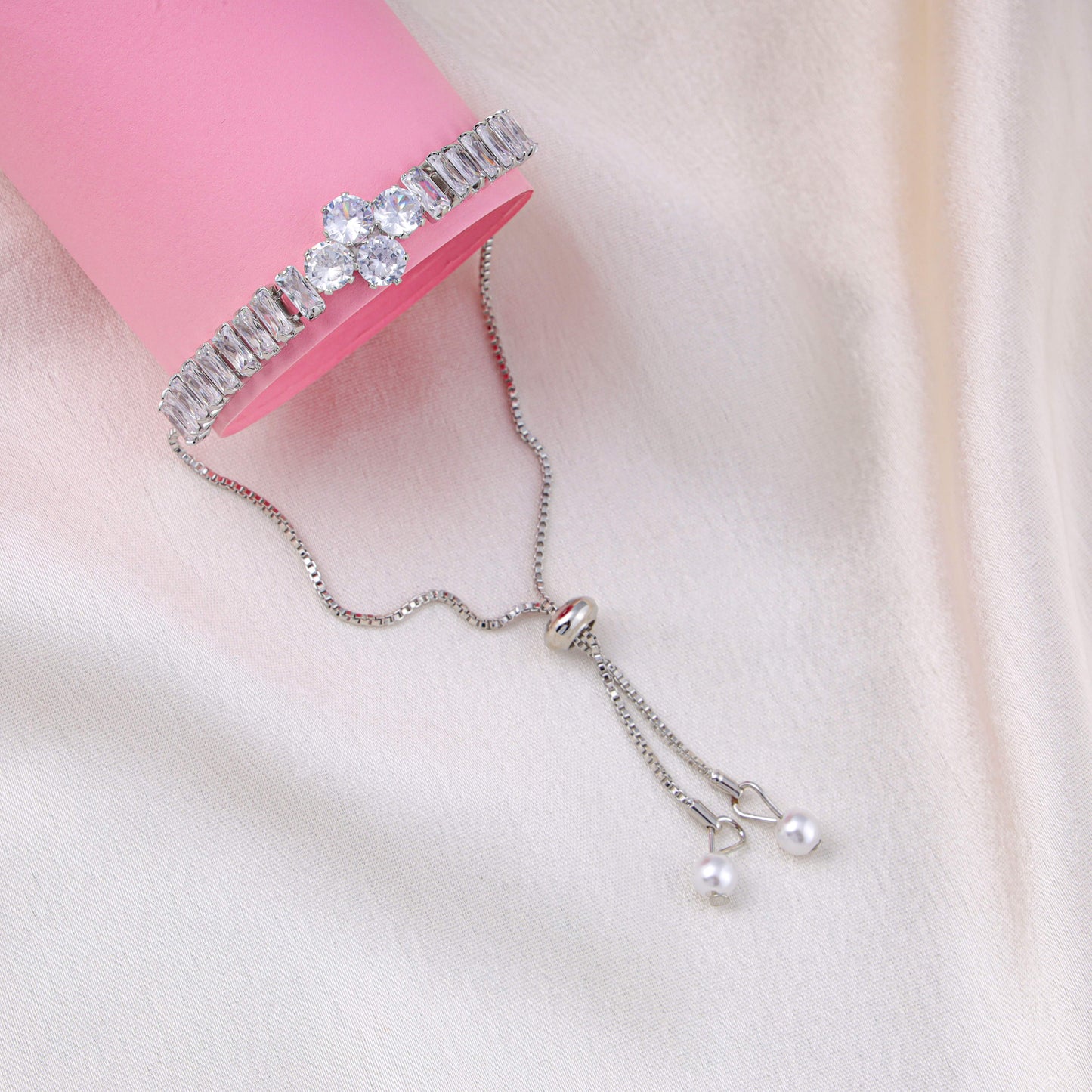 Zircon & Pearl Band Bracelet