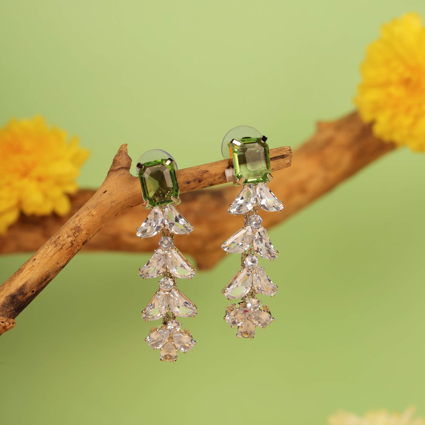 Emerald Green Statement Drop Earrings