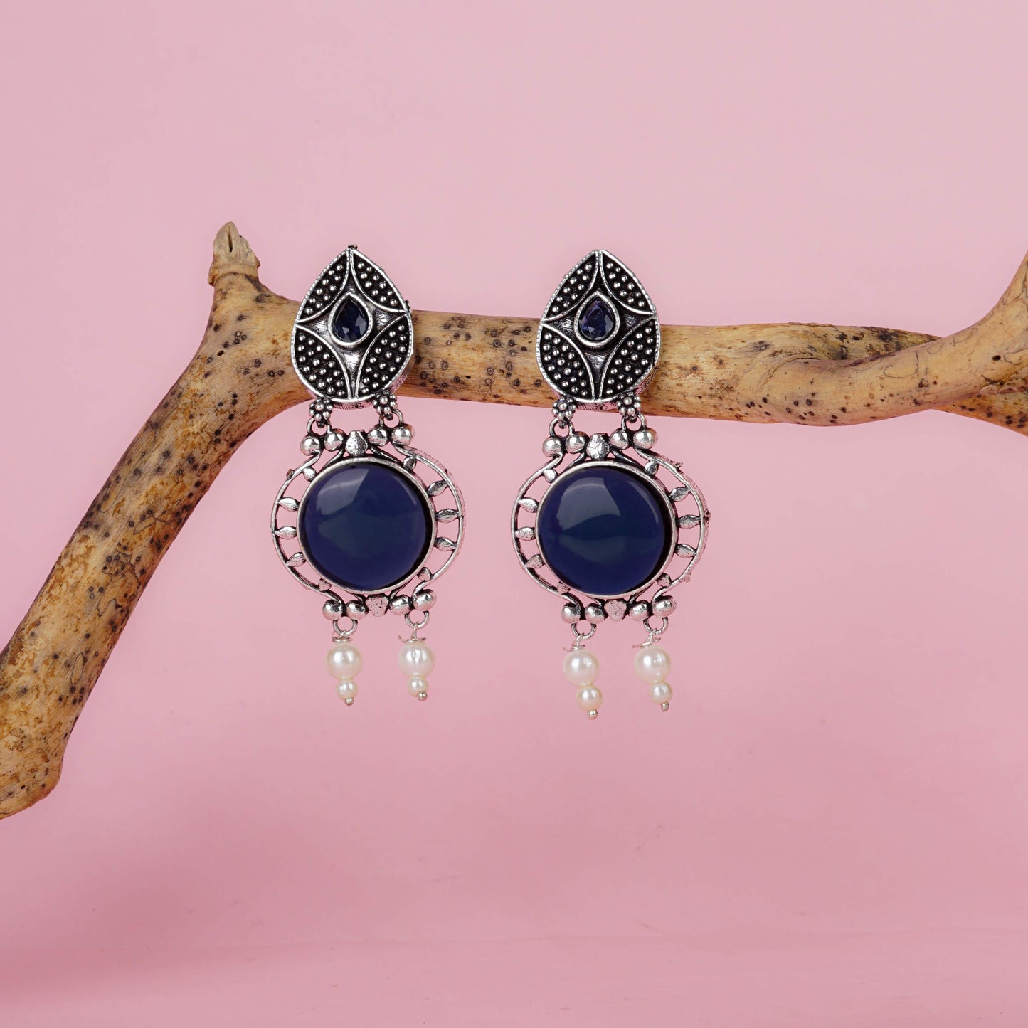 Antique Silver Pearl Drop Earrings