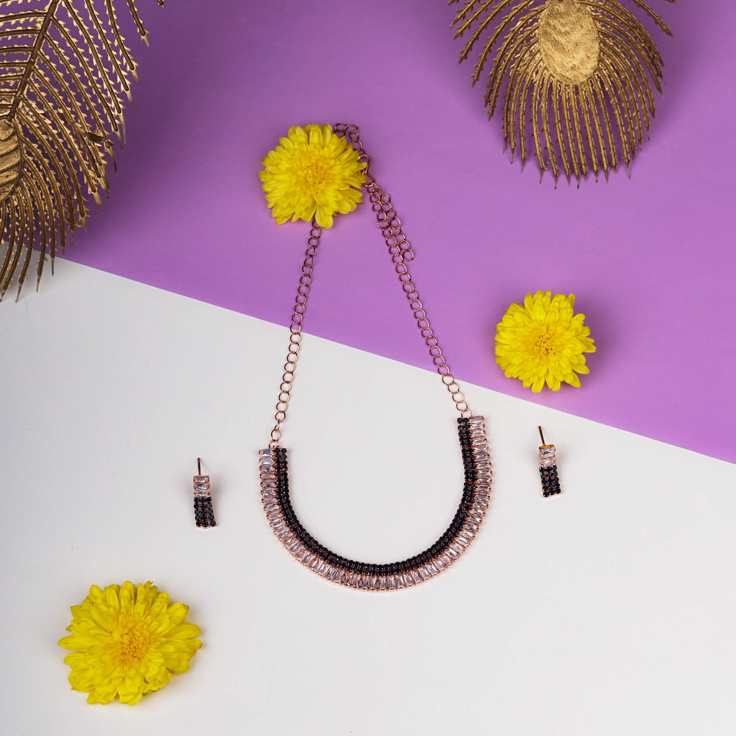 Elegant Black & Rose Gold Set