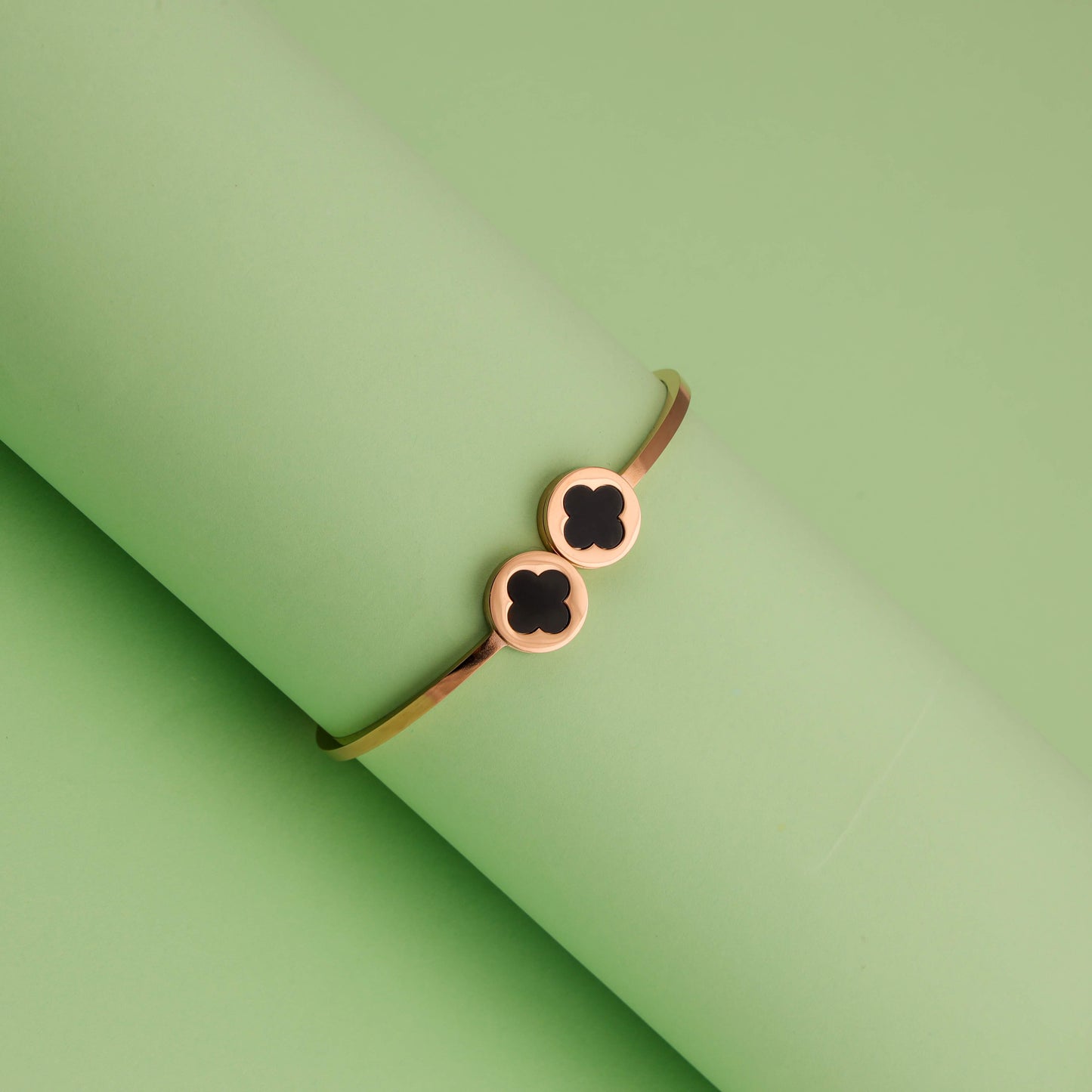 Graceful Gold Clover Cuff Bracelet