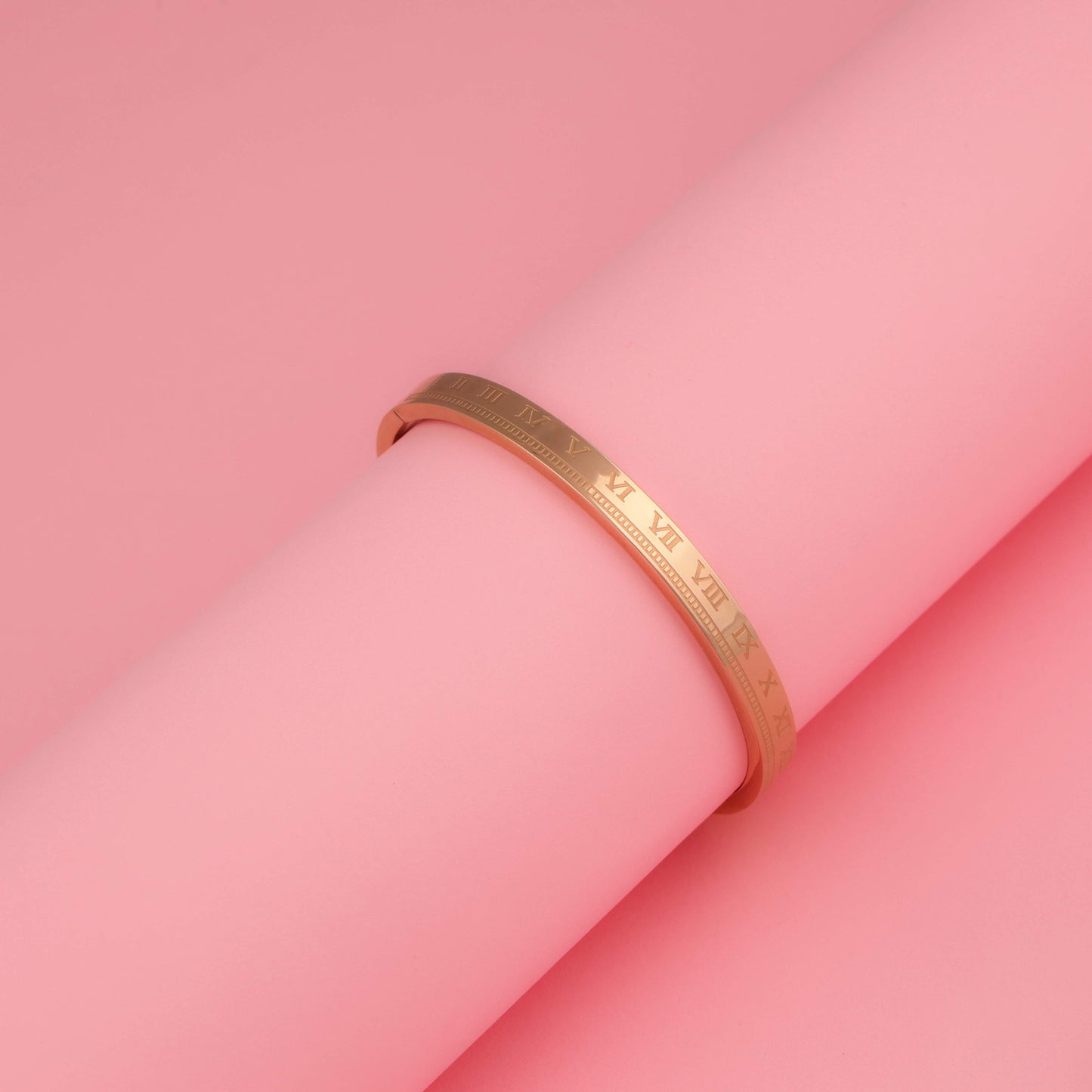 Rose Gold Bangle With Roman Numerals