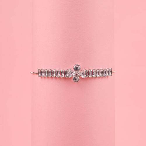 Crystal-Embellished Silver Bracelet