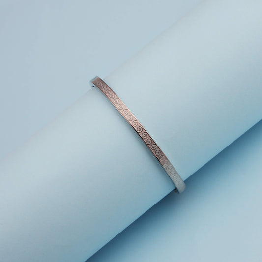 Engraved Rose Gold Bangle Bracelet