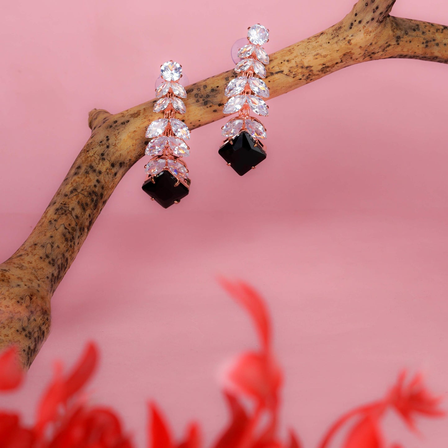 Black & Rose Gold Glam Earrings