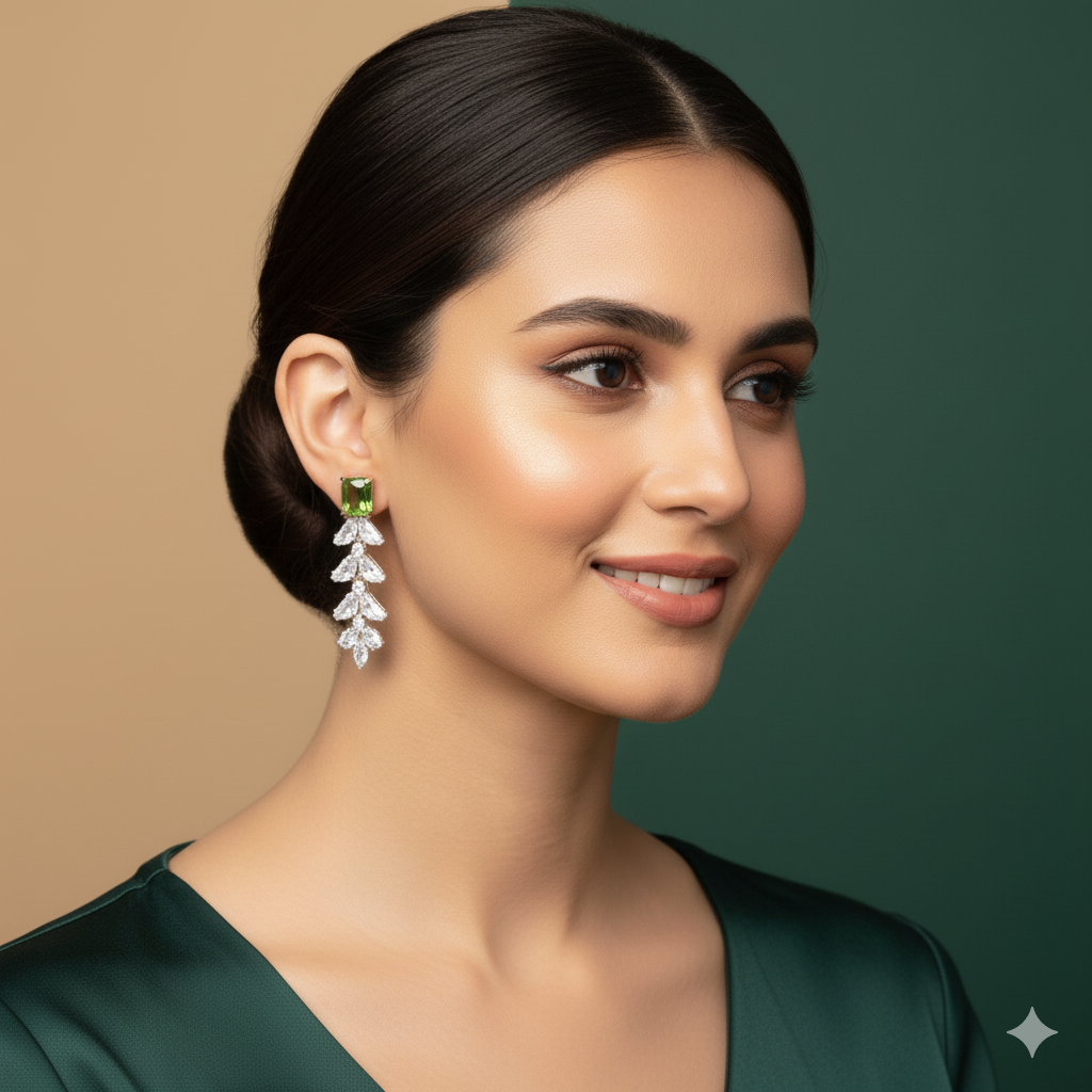 Emerald Green Statement Drop Earrings