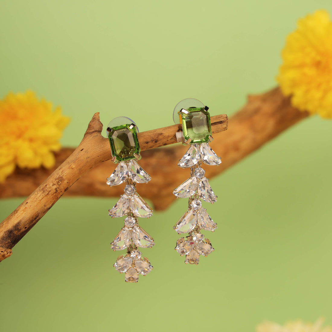 Emerald Green Statement Drop Earrings