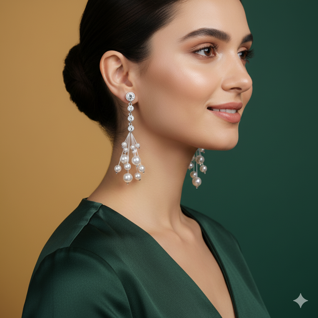Elegant Pearl Cascade Earrings
