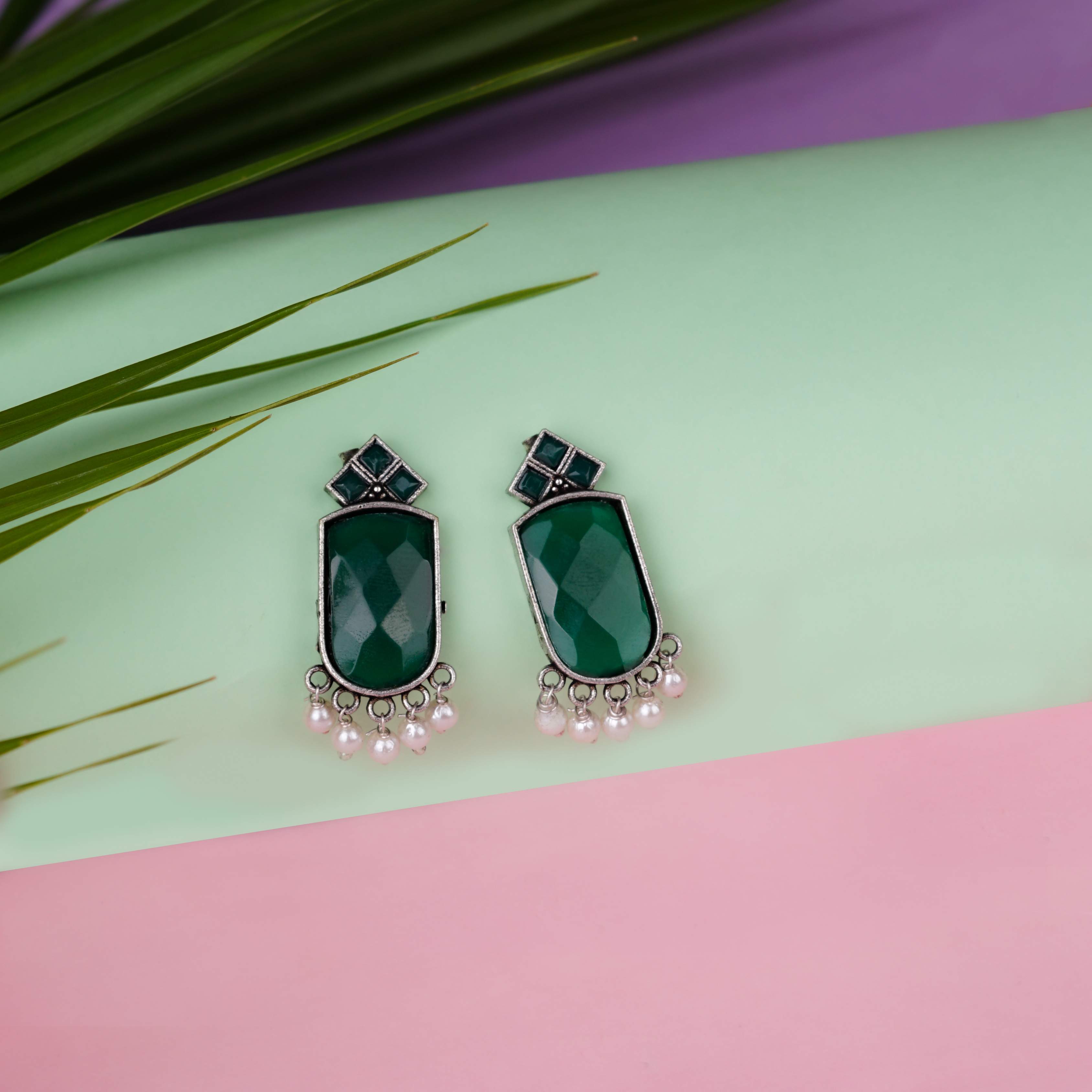 Emerald Green Statement Earrings
