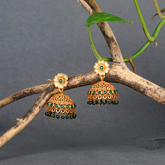 Graceful Green Jhumka Earrings