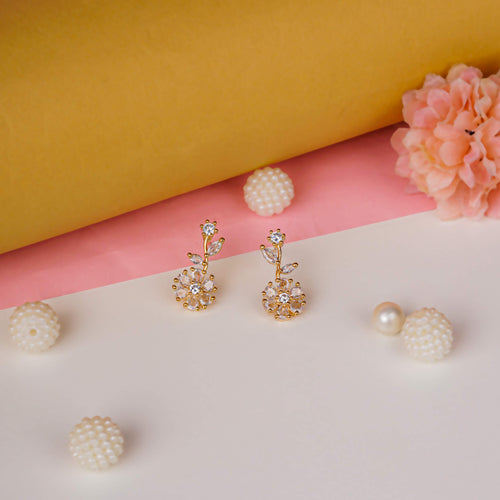 Elegant Floral Vine Gold Drop Earrings