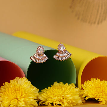 Elegant Fan-Shaped Rose Gold Earrings