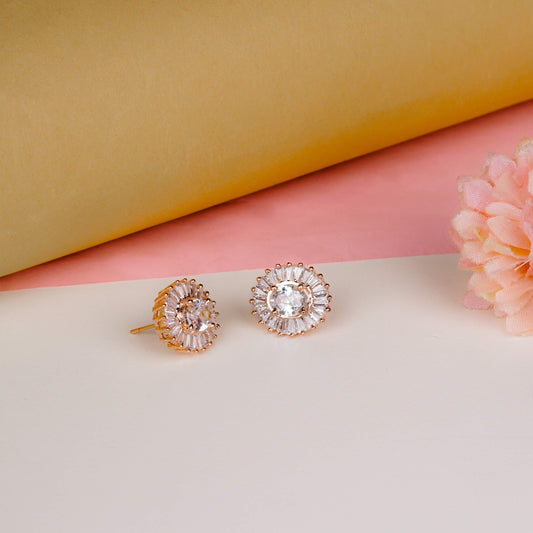 Rose Gold Radiant Halo Stud Earrings