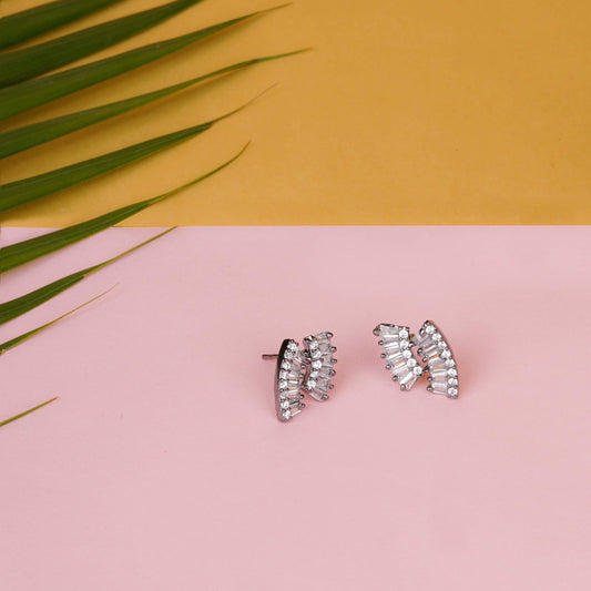Chic Crystal Fan-Shaped Stud Earrings