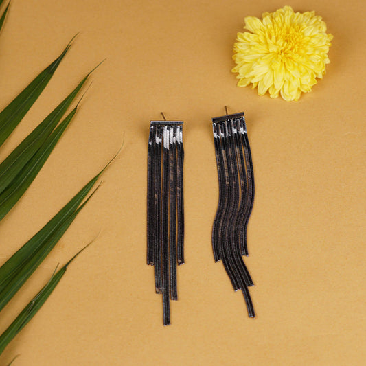 Trendy Black Long Chain Dangler Earrings
