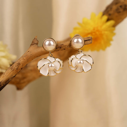 Elegant Pearl Blossom Earrings