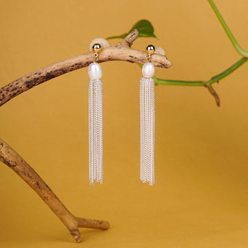 Pearl & Chain Tassel Earrings