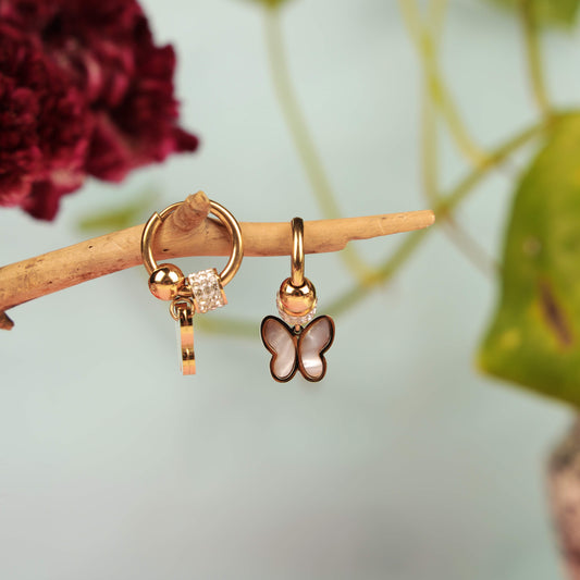 Elegant Gold Butterfly Charm Earrings