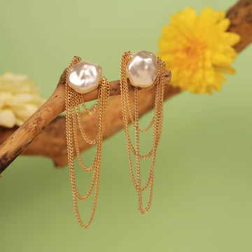 Luxe Pearl & Gold Chain Earrings