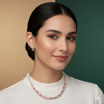 Rose Gold Sparkle Necklace Set