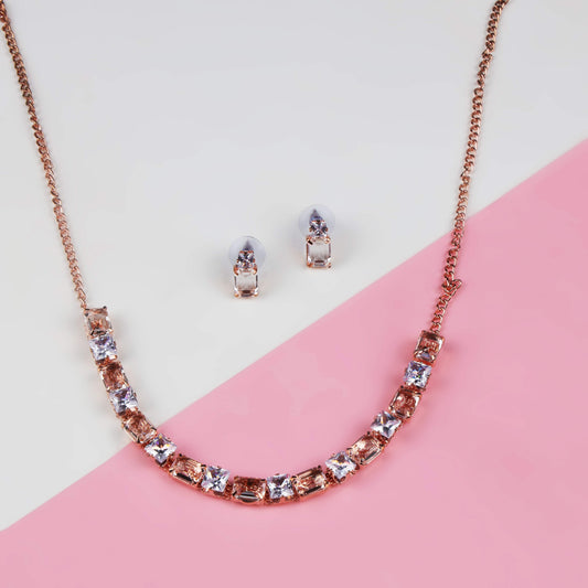 Rose Gold Sparkle Necklace Set