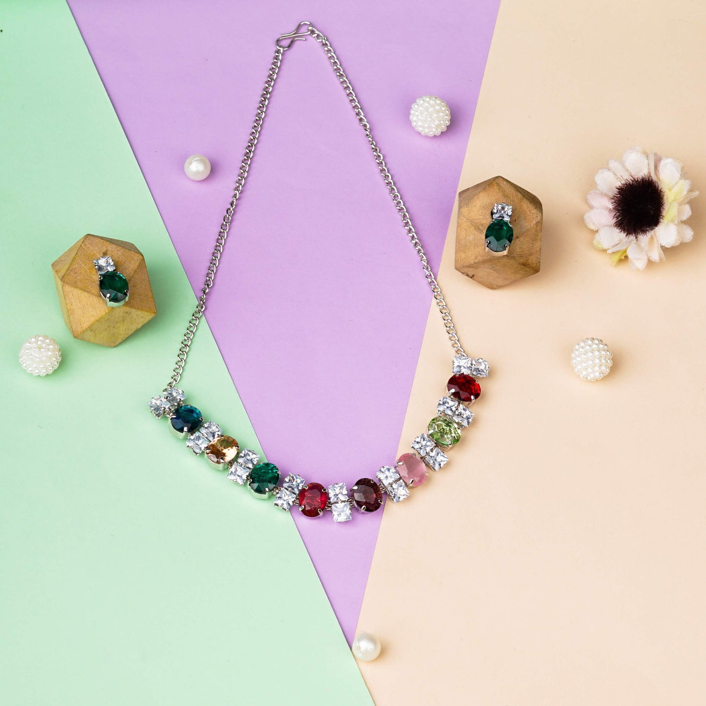 Multicolor Crystal Necklace Set