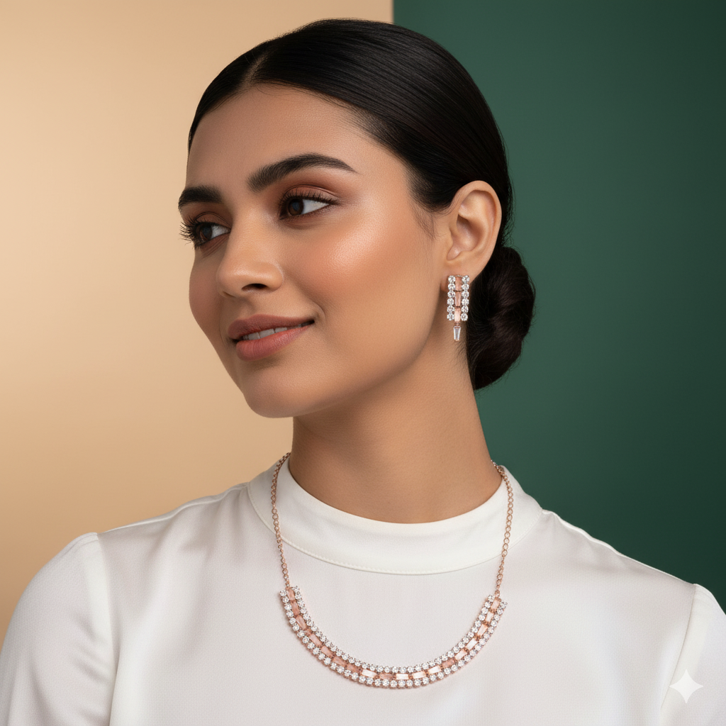 Elegant Rose Gold Crystal Necklace
