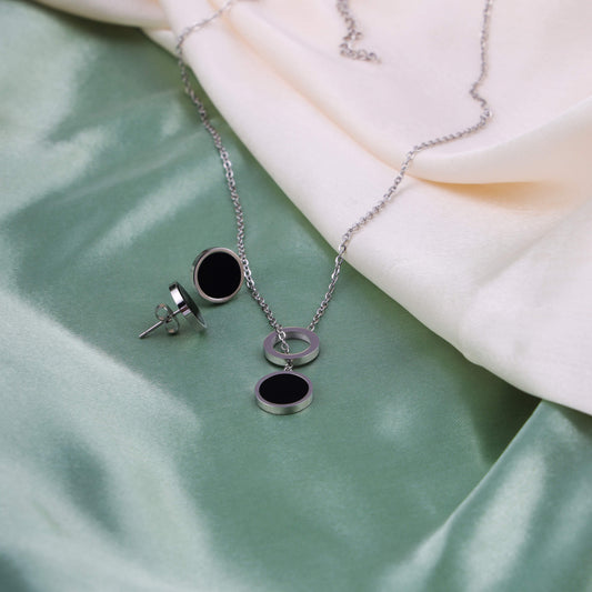 Modern Black & Silver Pendant Set