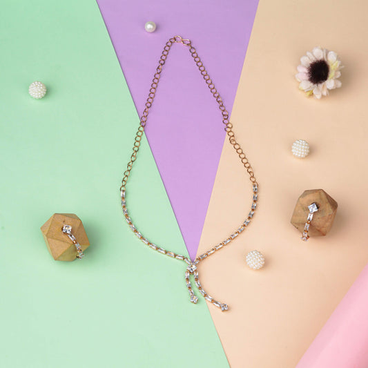 Elegant Crystal Gold Necklace Set