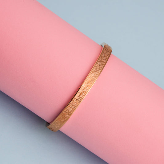 Elegant Rose Gold Textured Bangle Bracelet