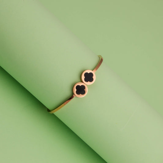 Graceful Gold Clover Cuff Bracelet