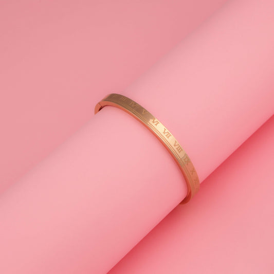 Rose Gold Bangle With Roman Numerals