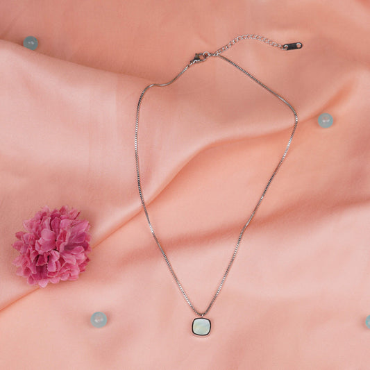 Square Pendant Silver Necklace