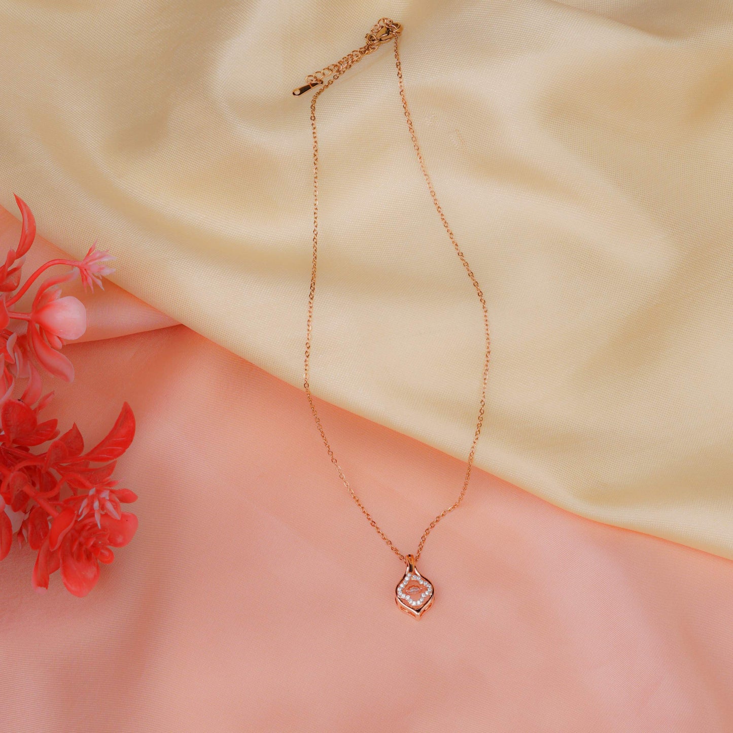 Gold Chain Necklace With Square Pendant