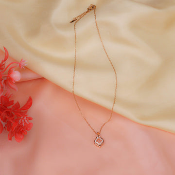 Gold Chain Necklace With Square Pendant