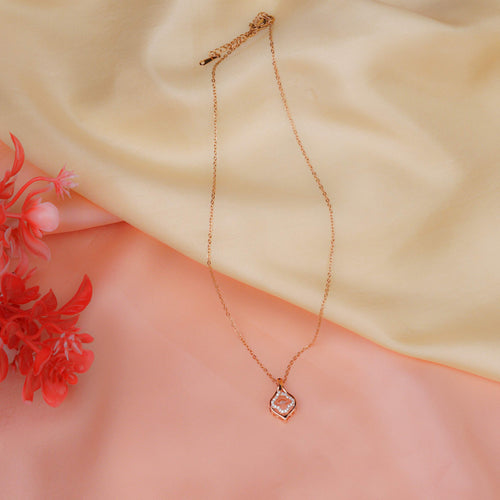 Gold Chain Necklace With Square Pendant