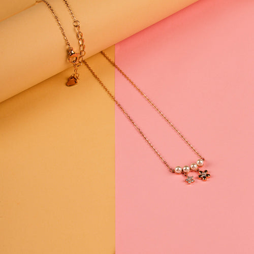 Gold Chain Necklace With Pearl Charms