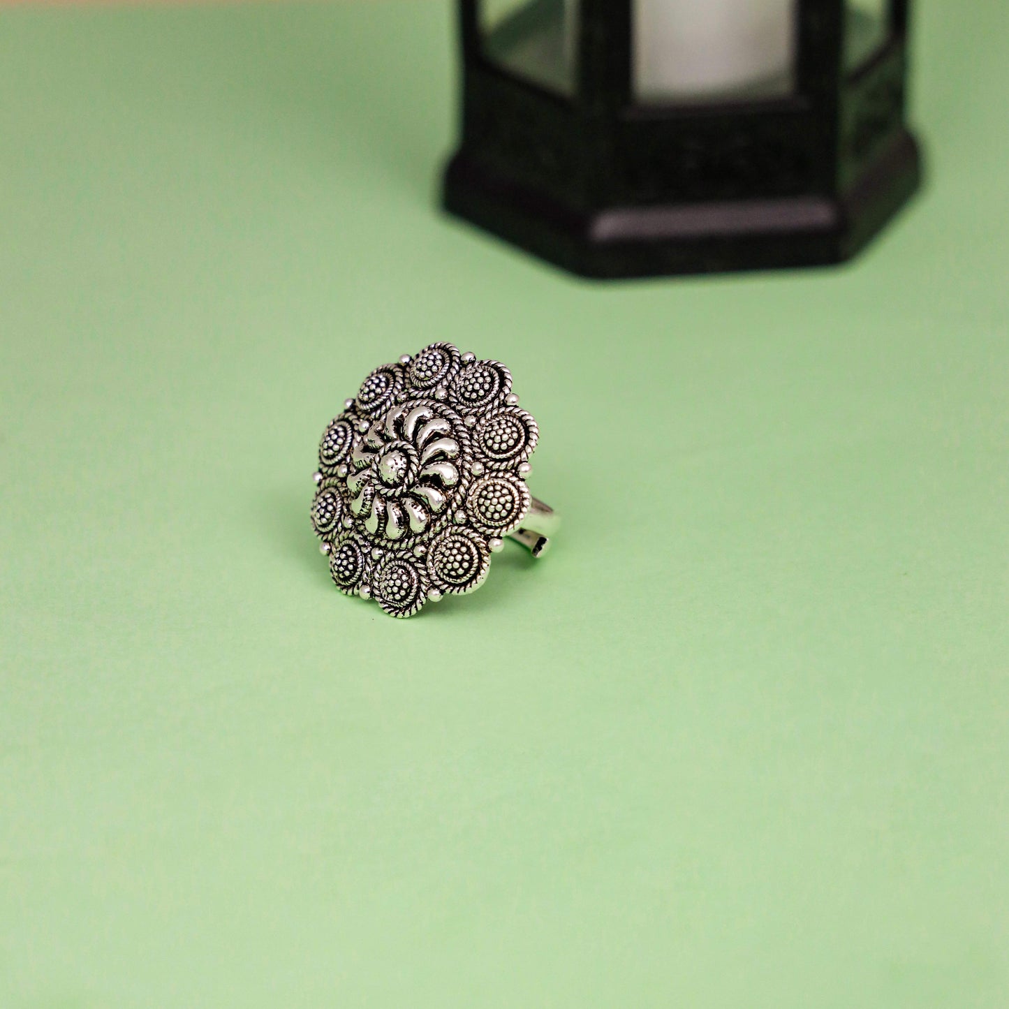 Intricate Oxidized Silver Ring
