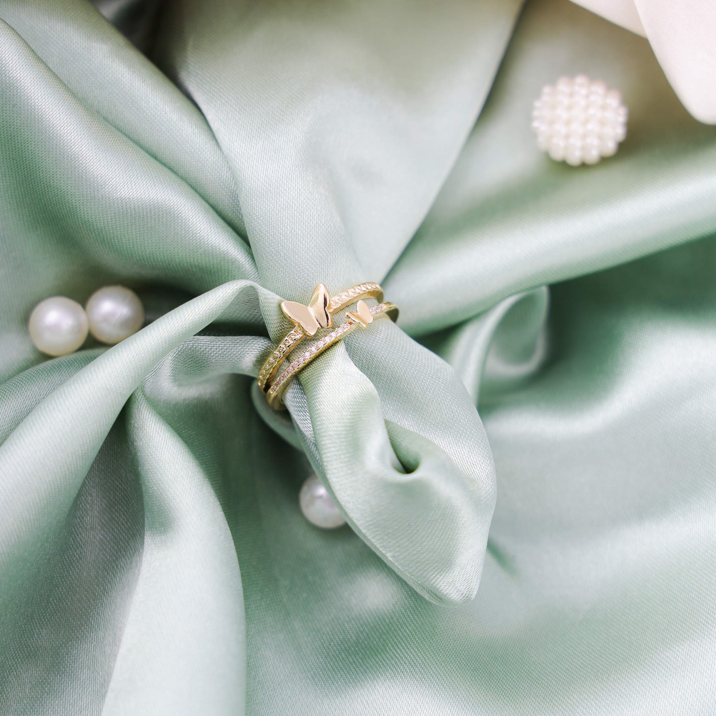 Delicate Gold Butterfly Adjustable Ring