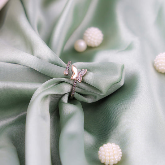 Elegant Butterfly Ring with Crystal Accents